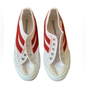 Superga Kids Red and White Canvas Sneakers